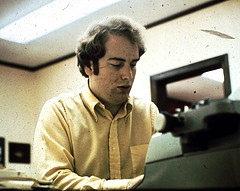 Charles Morris with a typewriter 